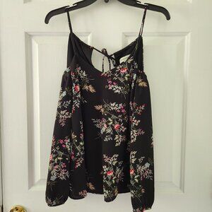 Monteau Off the Shoulder Floral Summer Keyhole Back V-Neck Blouse Top - Size S
